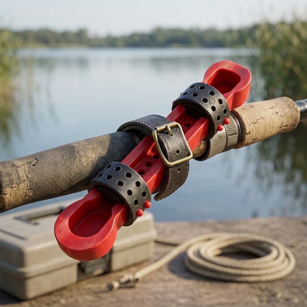 Reel Handle - Plastic hengeloproller met flexibele leren gesp